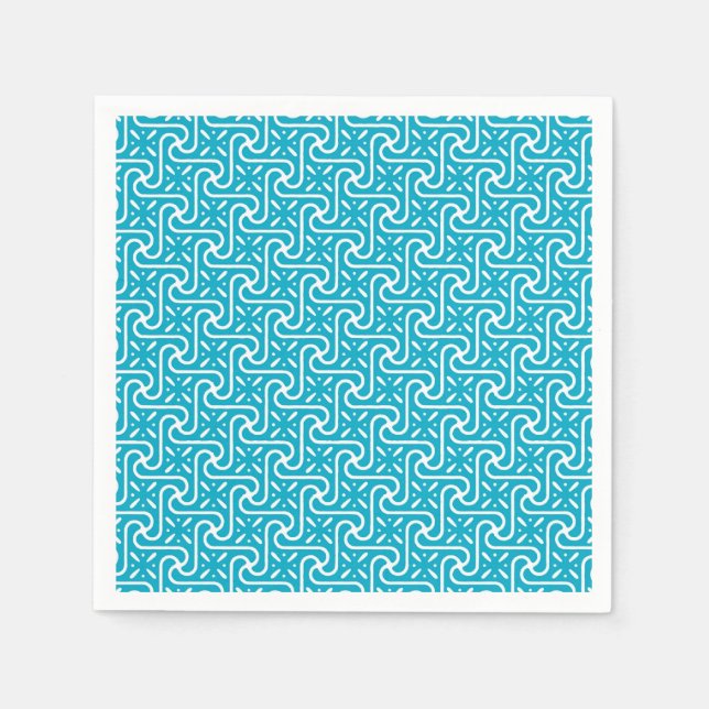Servilleta De Papel patrón de azulejo egipcio, turquesa y blanco (Anverso)