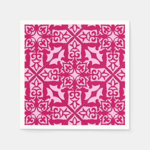 Servilleta De Papel Patrón de azulejos marroquíes, fucsia y rosa paste