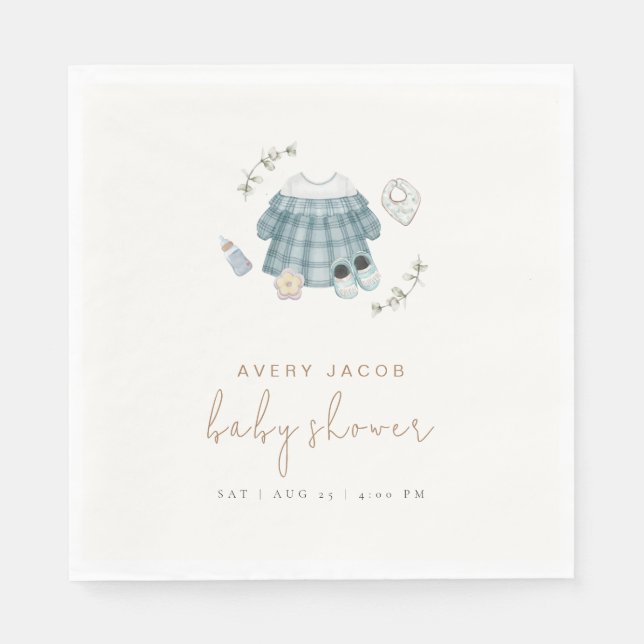 Servilleta De Papel Patrón de Baby Shower de ropa de boho moderno míni (Anverso)