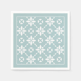Servilleta De Papel Patrón de baldosas en flor blanca en borde de sabi