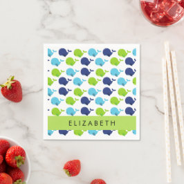 Servilleta De Papel Patrón de Ballenas, Ballenas Cutas, Tu Nombre