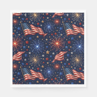 Servilleta De Papel Patrón de Bandera de Fuegos Artificiales Patriótic