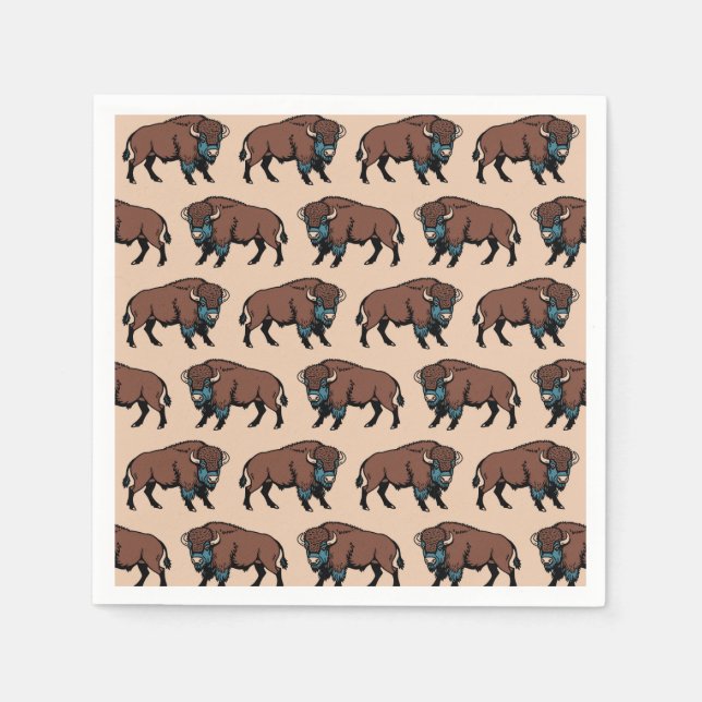 Servilleta De Papel Patrón de Bison de Búfalo (Anverso)