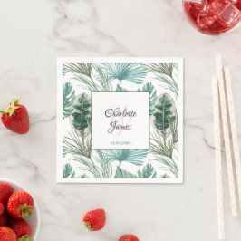 Servilleta De Papel Patrón de Boda tropical personalizado con trama de