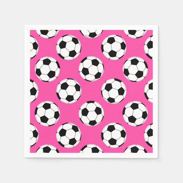 Servilleta De Papel Patrón de bola de fútbol rosa (Anverso)