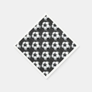 Servilleta De Papel Patrón de bolas de fútbol en blanco y negro