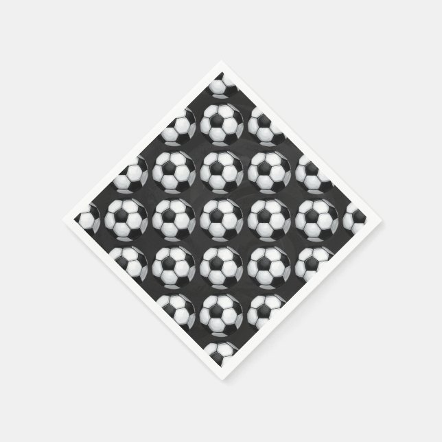 Servilleta De Papel Patrón de bolas de fútbol en blanco y negro (Borde)