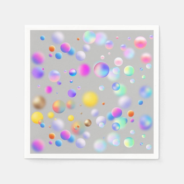 Servilleta De Papel Patrón de bolas flotantes 3D. Gray BG (Anverso)