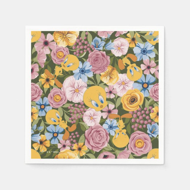 Servilleta De Papel Patrón de bordado floral TWEETY™ (Anverso)