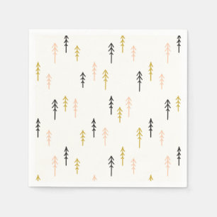 Servilleta De Papel Patrón de bosque de árbol de Navidad