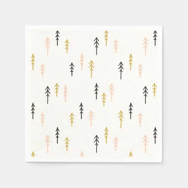 Servilleta De Papel Patrón de bosque de árbol de Navidad (Anverso)