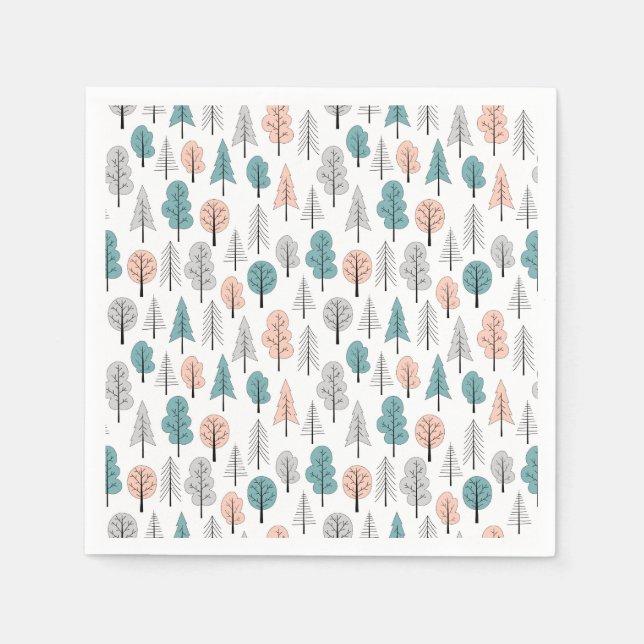 Servilleta De Papel Patrón de bosque de dibujos animados (Anverso)