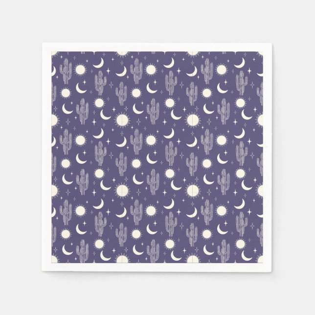 Servilleta De Papel Patrón de cactus blancos (Anverso)