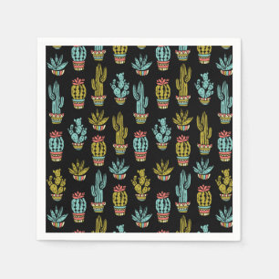 Servilleta De Papel Patrón de cactus de grunge oscuro