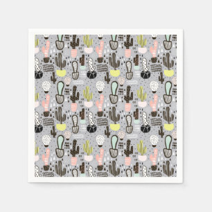 Servilleta De Papel Patrón de cactus dibujado a mano