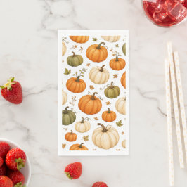 Servilleta De Papel Patrón de calabaza acuarela Calabazas de otoño