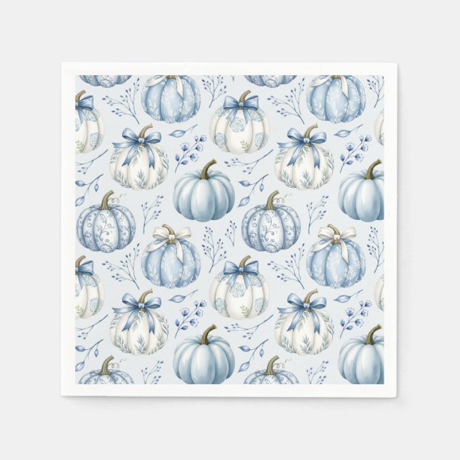 Servilleta De Papel Patrón de calabaza azul claro - servilletas (Anverso)