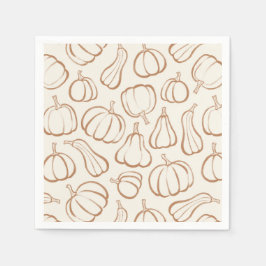 Servilleta De Papel Patrón de calabaza boho neutral fiesta de otoño Ha