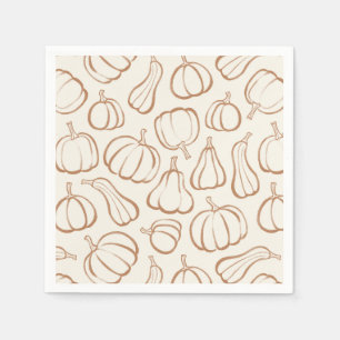 Servilleta De Papel Patrón de calabaza boho neutral fiesta de otoño Ha