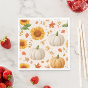 Servilleta De Papel Patrón de calabazas otoñales y girasoles de color 