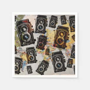 Servilleta De Papel Patrón de cámara de viaje de vintage