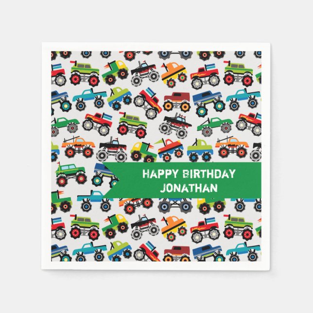 Servilleta De Papel Patrón de camiones grandes (Anverso)