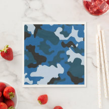 patrón de camuflaje azul Papel y toallas Fiestas