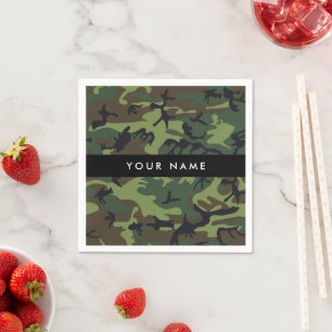 Servilleta De Papel Patrón de camuflaje verde, nombre, personalización