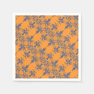 Servilleta De Papel Patrón de candelabro de naranja azul francés