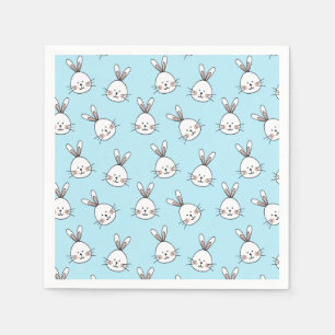 Servilleta De Papel Patrón de cara de conejito lindo en azul claro