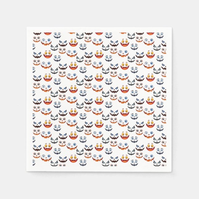Servilleta De Papel Patrón de cara espeluznante de Halloween (Anverso)