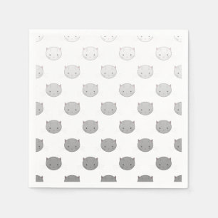 Servilleta De Papel Patrón de Caras de Gato Lindas Gris