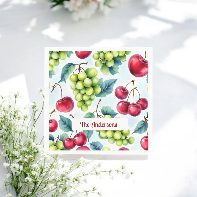 Servilleta De Papel Patrón de cerezo de uvas de frutos rojos verdes (Subido por el creador)