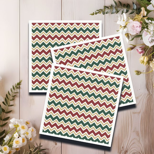 Servilleta De Papel Patrón de Chevron Beige Verde Blanco Rojo (Subido por el creador)