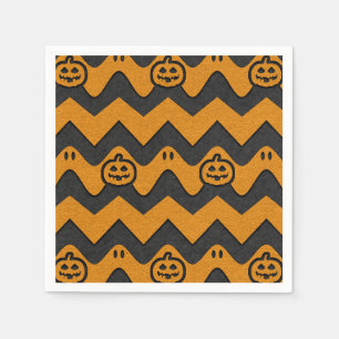 Servilleta De Papel Patrón de Chevron de Halloween con fantasmas y cal