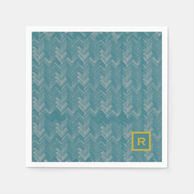 Servilleta De Papel Patrón de Chevron Espina de Arenque Turquesa Inici (Anverso)