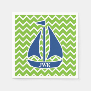 Servilleta De Papel Patrón de Chevron, Personalizado Nautical Blue Sai