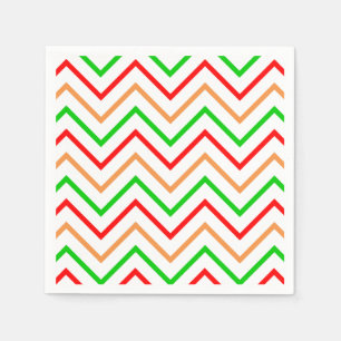 Servilleta De Papel Patrón de Chevron Rojo, Naranja y Verde