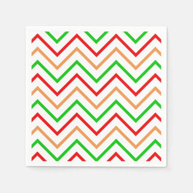 Servilleta De Papel Patrón de Chevron Rojo, Naranja y Verde (Anverso)