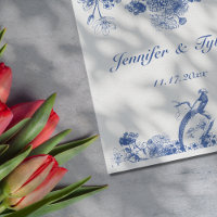 Patrón de China floral azul y blanca con pájaro