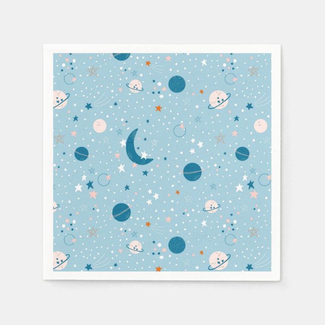 Servilleta De Papel Patrón de cielo azul y espacio (Anverso)
