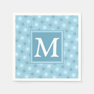 Servilleta De Papel Patrón de círculos azules de ángel de monograma