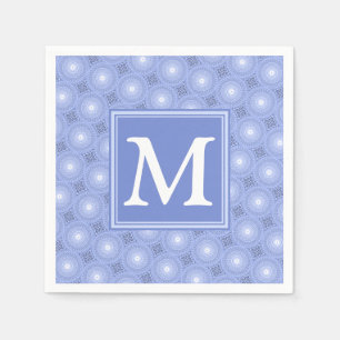 Servilleta De Papel Patrón de círculos azules de monograma