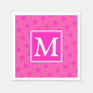 Servilleta De Papel Patrón de círculos rosados calientes de monograma