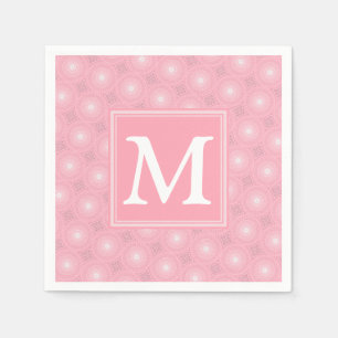 Servilleta De Papel Patrón de círculos rosados monograma