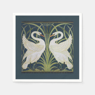 Servilleta De Papel Patrón de cisnes Art Nouveau: Impresión de cisne d