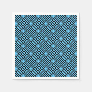 Servilleta De Papel Patrón de clave griega negra y azul