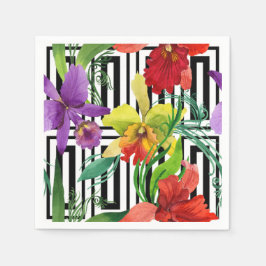 Servilleta De Papel Patrón de color de las flores de orquídeas colorid