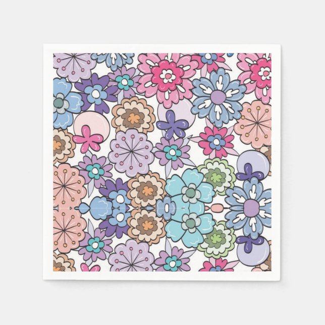 Servilleta De Papel Patrón de color floral (Anverso)