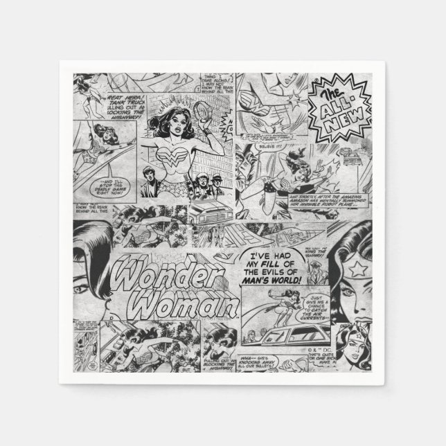 Servilleta De Papel Patrón de Cómic Antiguo de Mujer Maravilla (Anverso)